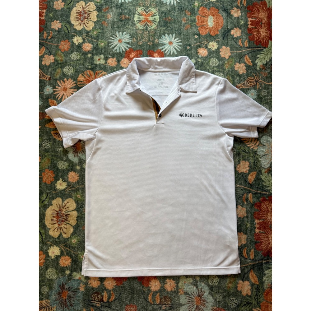 Beretta Mens White Short Sleeve Polo Golf Active Shirt MT231 T1322 Size S